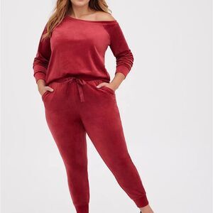 Torrid Classic Fit Sleep Jogger - Velour Red 1X